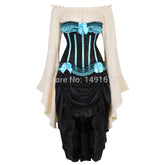Bustier Dress Corset Top Skirt Three-Piece Irregular Costume Cosplay Showgirl Dance Lace Corsets