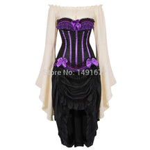 Bustier Dress Corset Top Skirt Three-Piece Irregular Costume Cosplay Showgirl Dance Lace Corsets