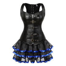Steampunk Corset Dress Sexy Womens Leather Overbust Corsets Bustiers Straps Gothic Body Shaper Mini