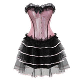 Sapubonva Lace Sexy Corsets For Women Plus Size Costume Overbust Burlesque Corset And Skirt Set Tutu