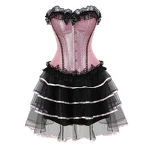 Sapubonva Lace Sexy Corsets For Women Plus Size Costume Overbust Burlesque Corset And Skirt Set Tutu