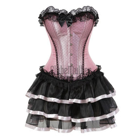 Sapubonva Lace Sexy Corsets For Women Plus Size Costume Overbust Burlesque Corset And Skirt Set Tutu