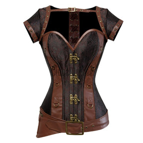 Sapubonva Steampunk Corset Dress Women 3Pcs Skirt Set Bustier Top Sexy Plus Size Vintage Gothic Punk