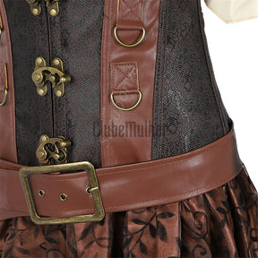Sapubonva Steampunk Corset Dress Women 3Pcs Skirt Set Bustier Top Sexy Plus Size Vintage Gothic Punk