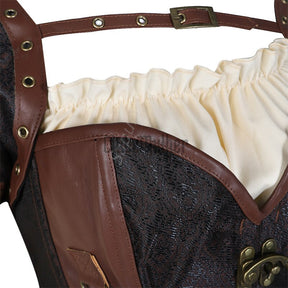 Sapubonva Steampunk Corset Dress Women 3Pcs Skirt Set Bustier Top Sexy Plus Size Vintage Gothic Punk