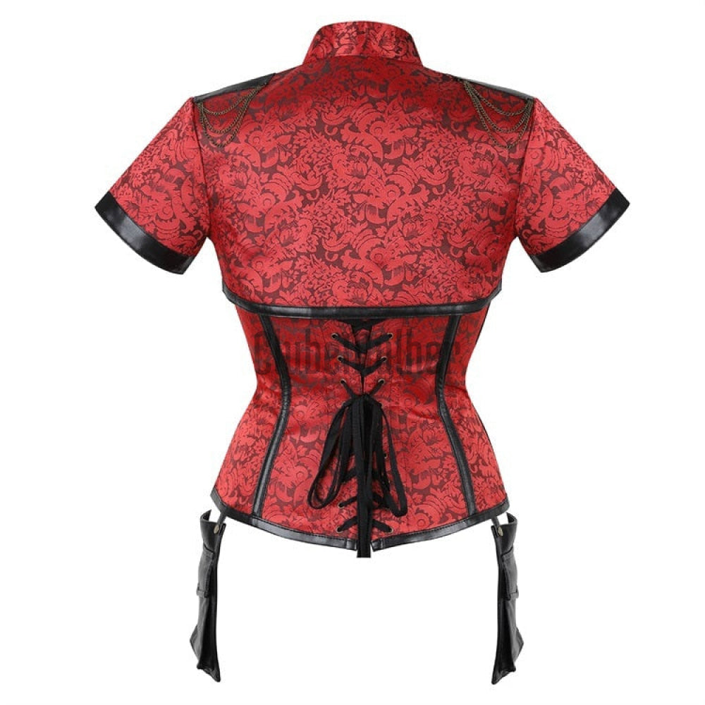 Women Steampunk Corset Jacket Set Burlesque Costume Steel Boned Corsets And Bustiers Gothique