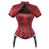 Women Steampunk Corset Jacket Set Burlesque Costume Steel Boned Corsets And Bustiers Gothique