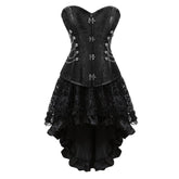 Sapubonva Corset Bustier Skirt Set Sexy Grand Steampunk Leather Clasp Corsets And Bustiers Dresses