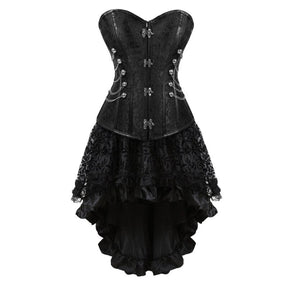 Sapubonva Corset Bustier Skirt Set Sexy Grand Steampunk Leather Clasp Corsets And Bustiers Dresses