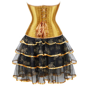 Corset Dress Bustier With Skirt Tutu Set Overbust Gothic Lolita Victorian Plus Size Lace Fashion