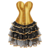 Corset Dress Bustier With Skirt Tutu Set Overbust Gothic Lolita Victorian Plus Size Lace Fashion