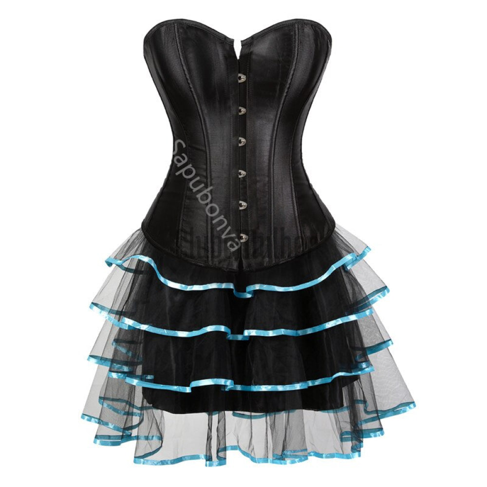 Corset Dress Bustier With Skirt Tutu Set Overbust Gothic Lolita Victorian Plus Size Lace Fashion