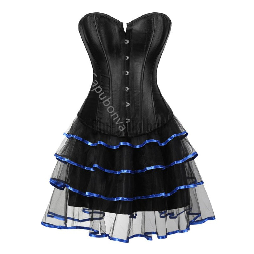Corset Dress Bustier With Skirt Tutu Set Overbust Gothic Lolita Victorian Plus Size Lace Fashion