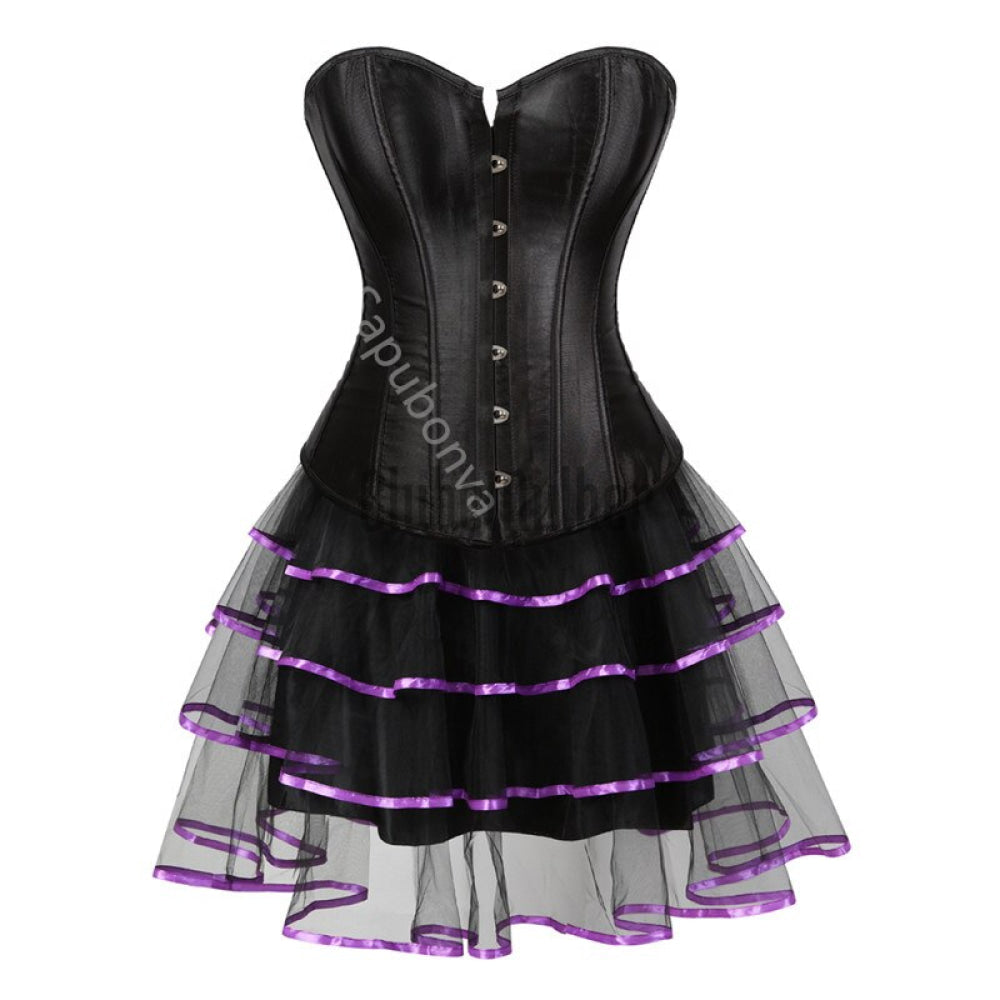Corset Dress Bustier With Skirt Tutu Set Overbust Gothic Lolita Victorian Plus Size Lace Fashion