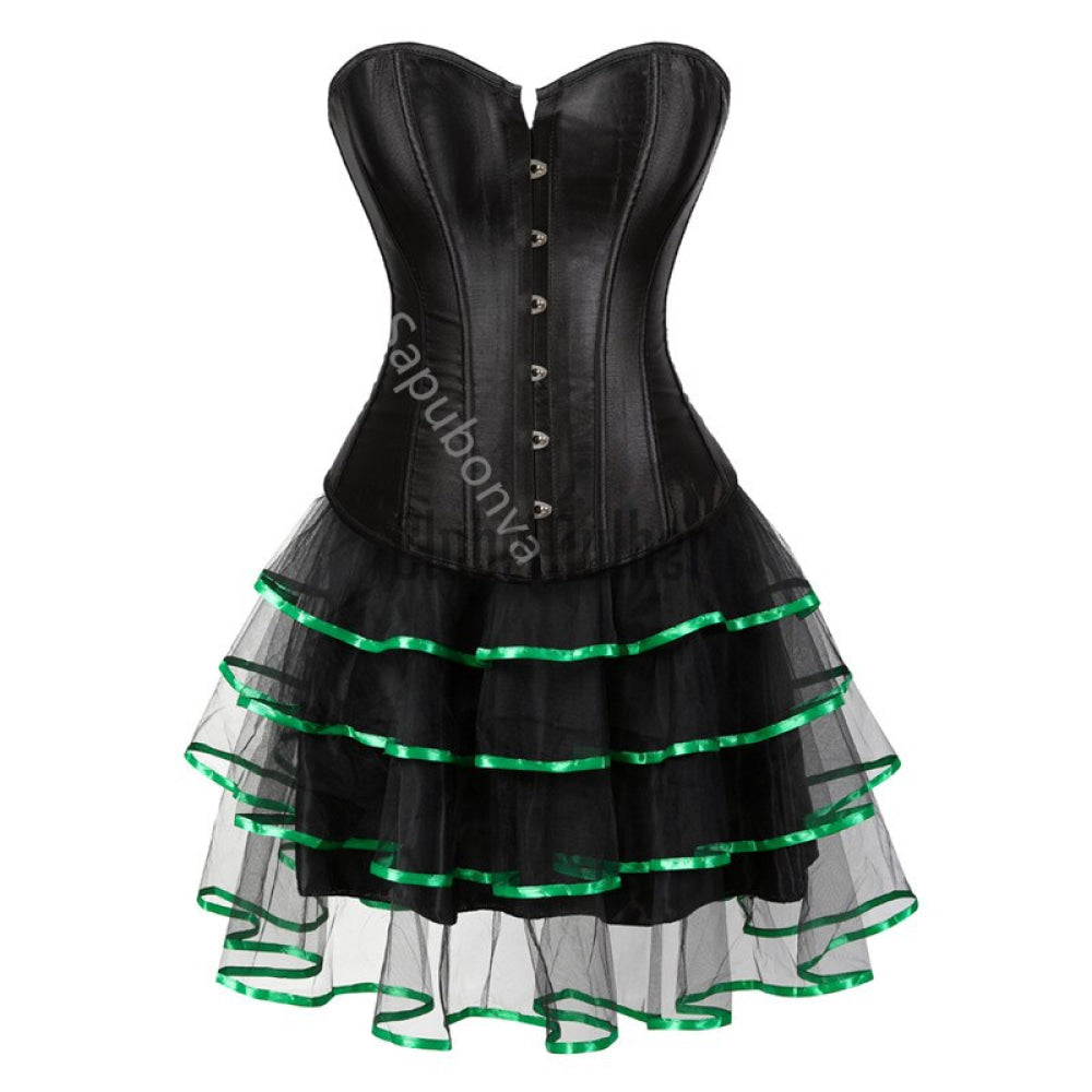 Corset Dress Bustier With Skirt Tutu Set Overbust Gothic Lolita Victorian Plus Size Lace Fashion