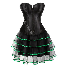 Corset Dress Bustier With Skirt Tutu Set Overbust Gothic Lolita Victorian Plus Size Lace Fashion