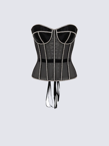 Corset Secret Mesh com Pedrarias