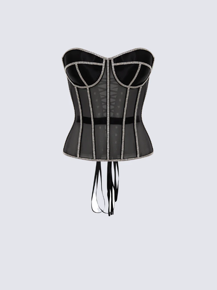 Corset Secret Mesh com Pedrarias