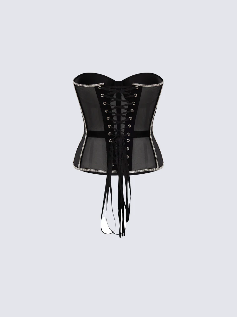 Corset Secret Mesh com Pedrarias