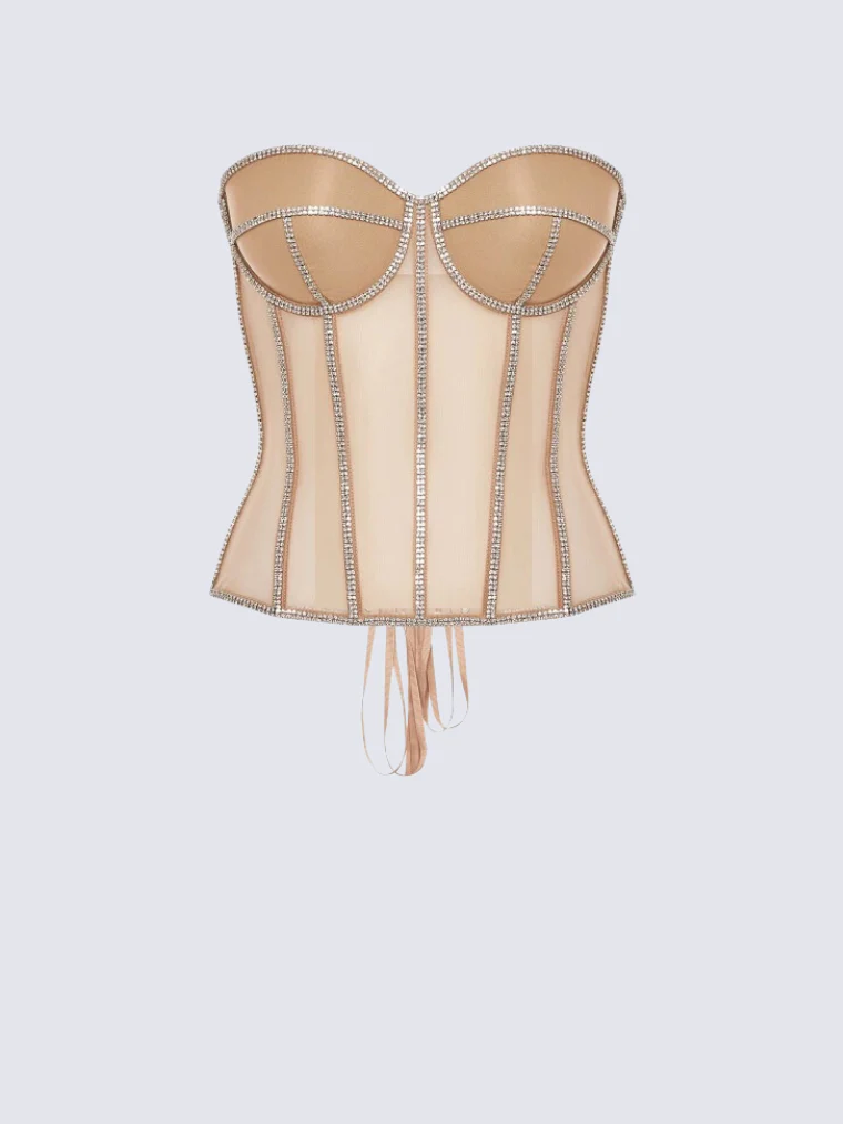 Corset Secret Mesh com Pedrarias