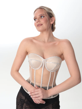 Corset Secret Mesh com Pedrarias