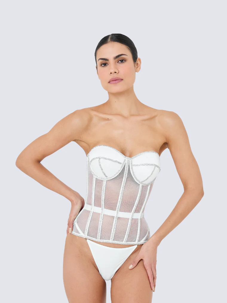 Corset Secret Mesh com Pedrarias