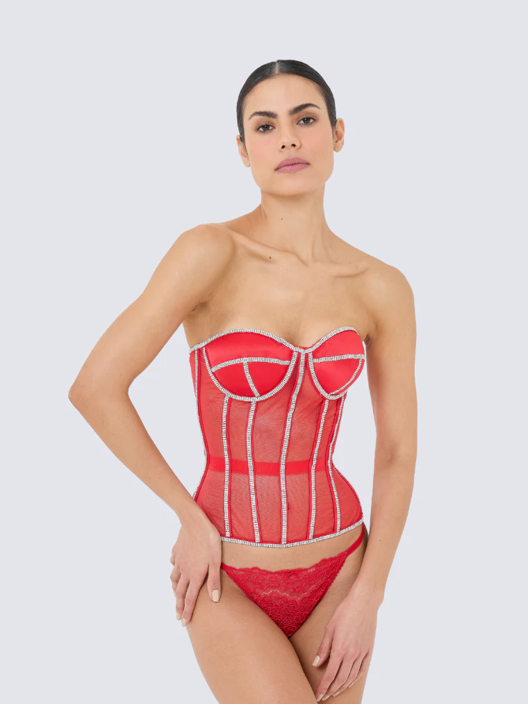 Corset Secret Mesh com Pedrarias