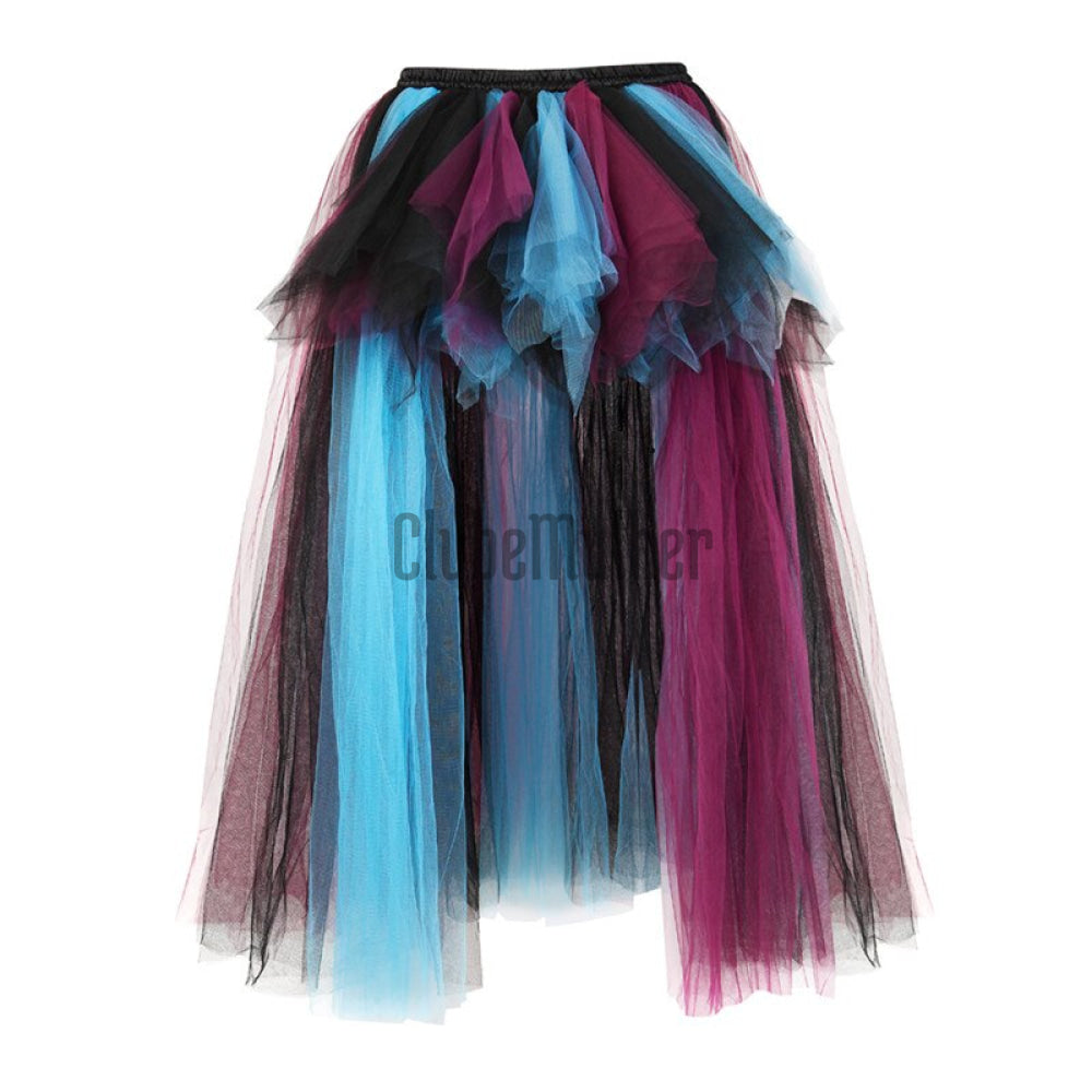 Sapubonva Skirts Long Maxi Elastic Corset Fluffy Tulle Skirt Ruffled Chiffon Lace Midi Gothic Red